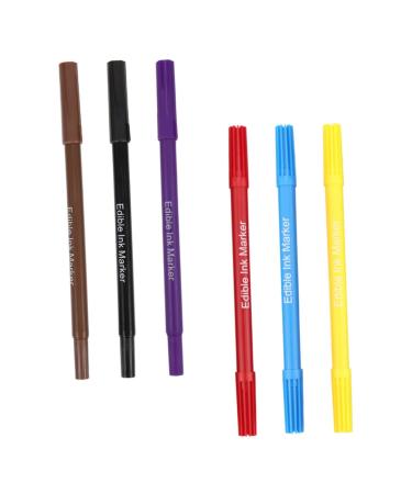 MAGICLULU Crackers 6pcs Edible Drawing Portable Cake Coloring Baking Supplies Cookie Double-Tips Pens Professional Edible Markers