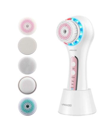 UMICKOO Facial Cleansing Brush,Rechargeable IPX7 Waterproof Face Scrubber with 5 Brush Heads,Face Spin Brush for Exfoliating, Massaging and Deep Cleansing Mutil-color