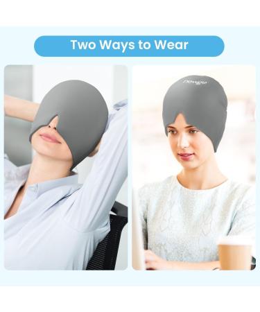 NEWGO Migraine Relief Cap | Full Coverage Headache Hat for Cold Therapy | Ice Head Wrap for Puffy Eyes, Sinus & Stress Relief | Form Fitting & Stretchable - Light Grey - Buy Online on GoSupps.com