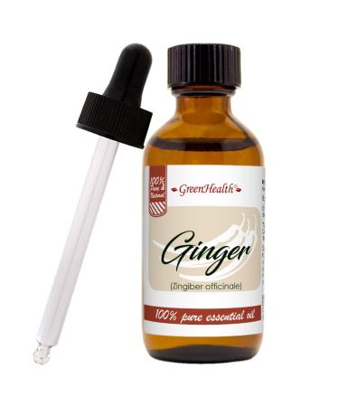 Ginger Essential Oil 2 fl oz (59 ml) Glass Bottle w/Glass Dropper 100% Pure Essential Oil GreenHealth