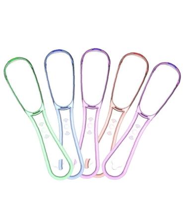 Onsinic 5 Pieces Tongue Cleaner Bad Breath Hand Scraper Brush Silica Handle Oral Hygiene Dental Care Cleaning Color Random