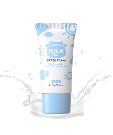 Milk Centella Sunscreen Face Face Sunscreen SPF 50 Suncream Factor 50 Face Face Suncream Waterproof No Sticky Refreshing Moisturizing Universal Sun Screen UV Defense for Sensitive Skin
