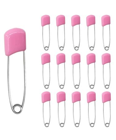 Ruidee 50 Pcs Diaper Pins Nappy Pins Plastic Head Safety Pins with Safe Locking (Pink)