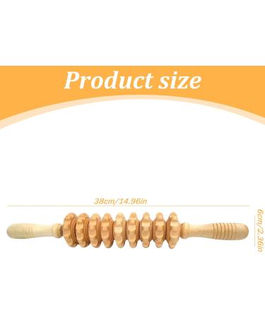 Wooden Massage Roller Stick - 9 Roller Therapy Tool for Cellulite & Muscle Relief | Manual Massage Stick - Buy Online on GoSupps.com