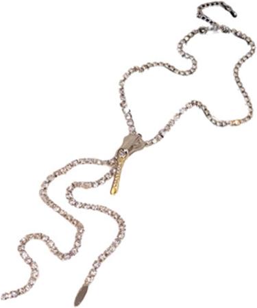 Shop OralGos Fashionable Sweater Chain with Zipper & Sparkling Zirconia - Perfect Jewelry Accessory for Parties | International Shipping Available - Buy Online on GoSupps.com