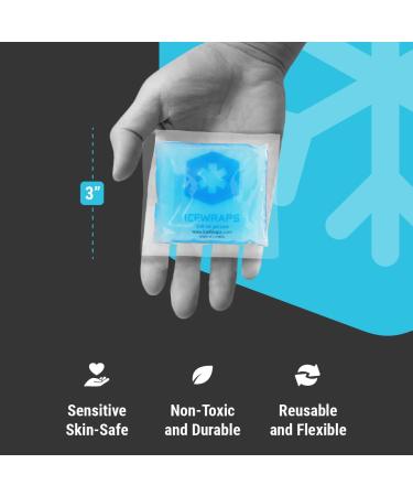 ICEWRAPS 3x3 Small Gel Ice Packs - Reusable Hot Cold Packs for Injuries | Mini Ice Packs for Nose, Face, Fingers | Set of 6 Soft Gel Packs - Buy Online on GoSupps.com