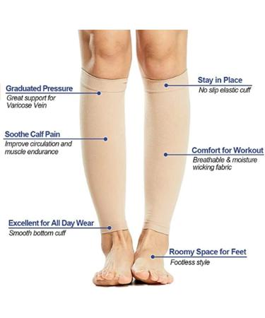 Regular Graduated Compression Sleeves for Men & Women - Firm Support Footless Socks for Varicose Veins Shin Splints Edema Recovery & Diabetic Flights | Hautton - Buy Online on GoSupps.com