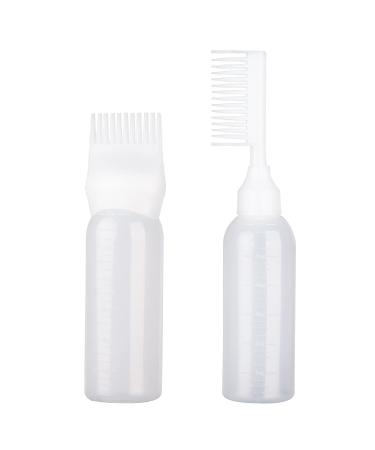 UNVOJL 2 Pack Root Comb Applicator Bottle Hair Dye Bottle Shampoo Brush Applicator Containers for Home Salon Comb Applicators (White)