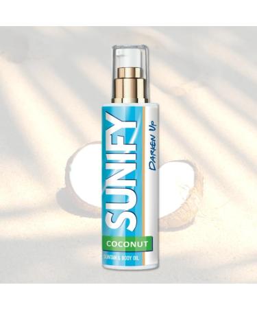 Sunify Coconut Suntan & Body Oil Natural tanning oil lotion with vitamin E Healthy Deep Chocolate Tan Coconut Bliss Tanning Accelerator Makes your skin glowing and revitalizes 200 ml - Buy Online on GoSupps.com