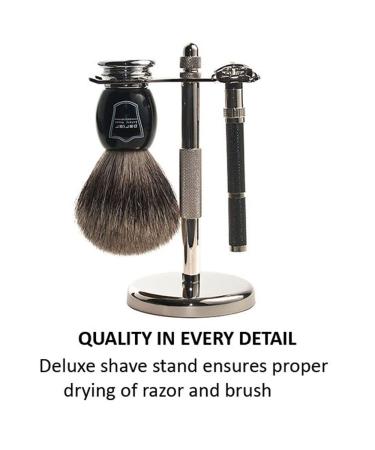 Parker 96R Men's Safety Razor Shave Set | Luxury Badger Brush & Chrome Stand - Perfect International Gift - Buy Online on GoSupps.com