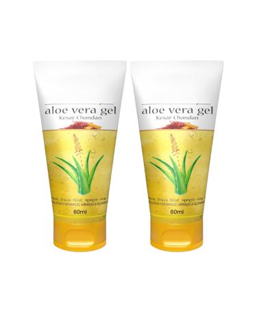 Aloe Vera Gel with Kesar & Chandan 60 ml Each (Pack of 2) | Daily Skin Care | Lightweight Non-Sticky Herbal Gel Face & Body Use