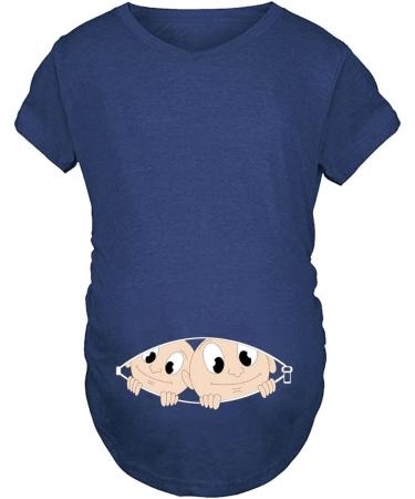 Maternity Short Sleeve Funny Pregnancy Tee - Blue Twin XXL | Cute Baby Pregnant Women T-Shirt - Buy Online on GoSupps.com