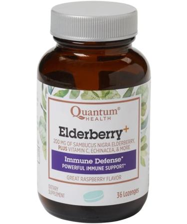 Quantum Health Elderberry Lozenges - Raspberry, Herb-Infused Throat Comfort & Immune Support, 36 Ct - Buy Online on GoSupps.com