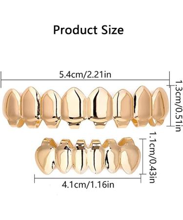 2 Pcs Hip Hop Teeth Grills Set - Gold Silver & Rose Gold | International Shipping Available - Buy Online on GoSupps.com