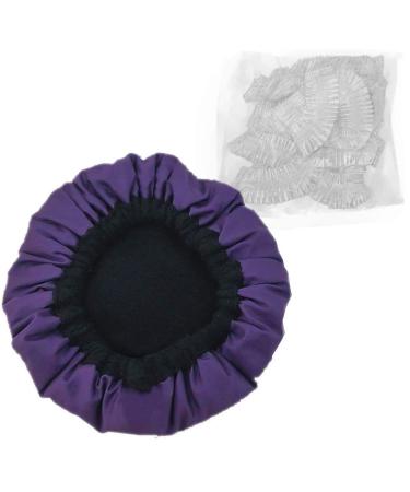Heat Cap for Deep Conditioning 100% Natural Flaxseed Thermal Cap with 10 Pcs Disposable Shower Caps (Purple)