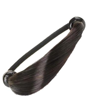 Wig Hair Rings Faux Hair Ponytail Holders Hairpiece Hair Band Woman Elastic Rubber Bands Ponytail Wrap Hair Accessory for Girls(black)