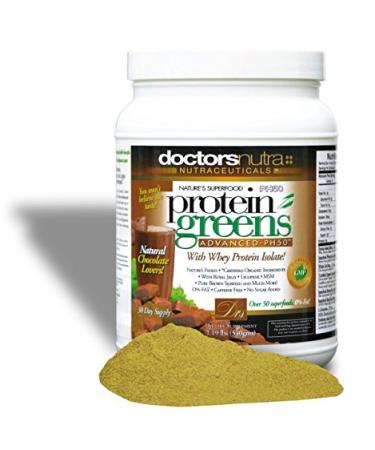 PH50 Protein Greens Drink with Certified Organic Ingredients by Doctors Nutra Nutraceuticals 1.19 Pounds (540 Grams) 50 Superfoods Digestive Enzymes Natural Chocolate Flavor