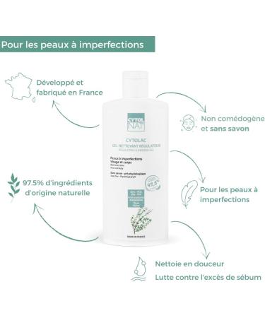 Cytolac Cleansing Gel - Care for Sensitive Skin with Acneic Tendencies - Face and Back - Gently Cleanses the Skin - Combats Excess Sebum - soap-free - 250 ml - Cytolnat - Buy Online on GoSupps.com