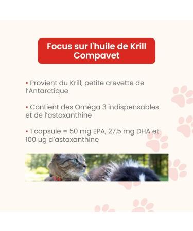 Compavet Krill Oil Capsules - for Dogs and Cats - Joint Comfort - Improves Mobility Antioxidant Natural Defenses - 60 Capsules - Developed in France - Buy Online on GoSupps.com