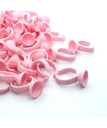 100PCS Pink Disposable Plastic Nail Art Tattoo Glue Rings Holder - Eyelash Extension Pigment Holders - Beauty Tools (Pink) - Buy Online on GoSupps.com