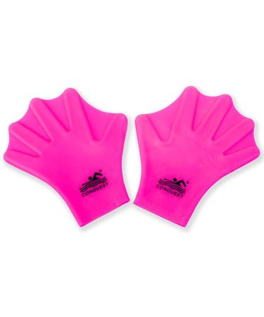 EXCEREY Swimming Gloves Silicone Webbed Swim Training Gloves Web Gloves Swimming Water Gloves for Adult & Kids red M-for Adult