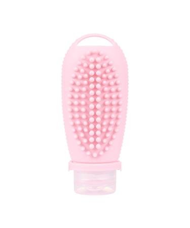 Fenteer 2-in-1 hair shampoo brush and travel bottle portable multifunctional for dry and wet hair hair wash cleaning brush pink