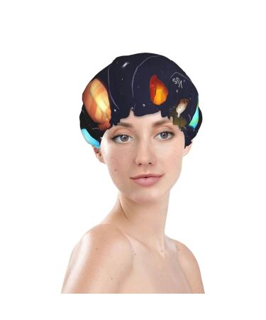 Outer Space Solar System Printed Shower Cap | Waterproof Reusable Bath Cap for Women, Men, Boys, and Girls | Spa Salon Essential - Buy Online on GoSupps.com