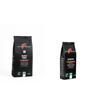 Mount Hagen Bio ft Naturland roasted coffee arabica crema 1kg whole bean & organic ft Naturland espresso 250g ground bundle with espresso 250g