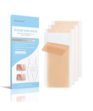 Silicone Scar Sheets (4 Pack - 5.7x1.57) Silicone Scar Tape Scar Silicone Strips Professional Scar Removal Sheets for C-Section Surgery Scars Treatment