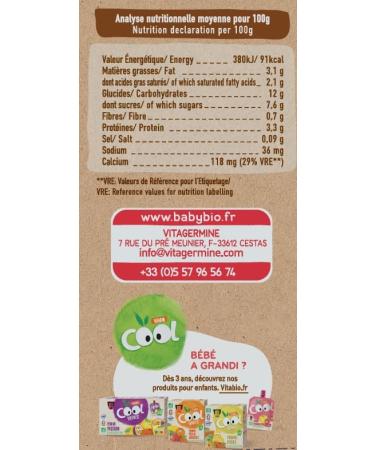 Babybio Gourde Cr me Semoule Cacao 8+ Mois 340 g (Lot de 3) - Buy Online on GoSupps.com