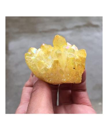 Crystal Rough Natural Crystal Rough Stone Crafts Yellow electroplated Crystal Gemstone Cluster Flower ReikiCrystal Stone for Home deocr