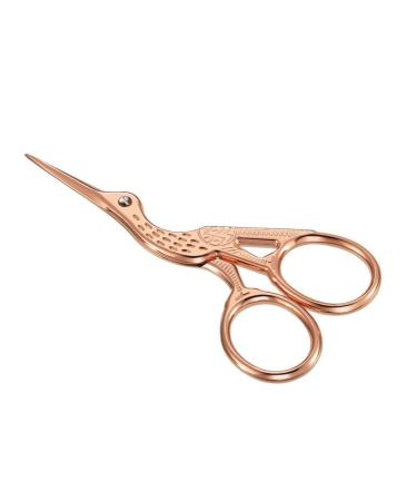 YESTOO Stork Scissors, Professional Stainless Steel Beauty Grooming Scissors for Eyebrow, Facial Hair, Dry Skin, Nose Hair(Rose Gold)