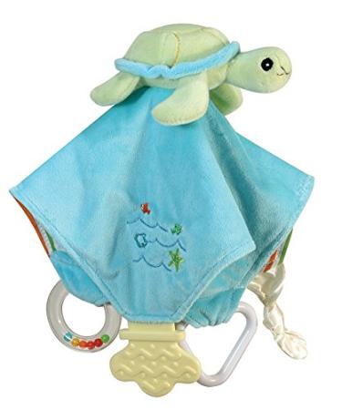 Stephan Baby Go Fish Plush Chewbie Activity Toy and Teething Blankie  Green Sea Turtle