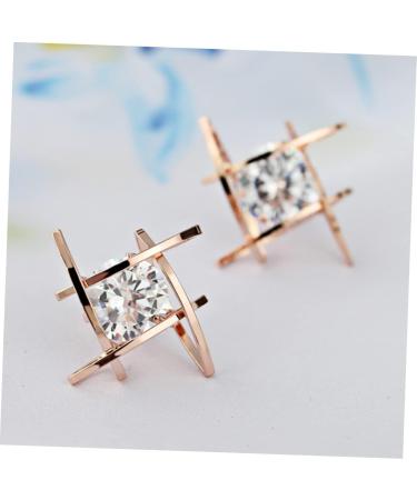 VALICLUD 2 Pairs Golden Color Stud Earring Earrings Copper Earring Creative Earring Birthstone Stud Silver Color Stud Earring Women Earring Silver Ear Cuff Zircon Medium Golden - Buy Online on GoSupps.com