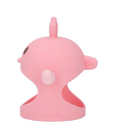 Handheld Pacifier Easy to Use Silicone Portable Teether Soother Cute Chick Shape with 2 Nighttime Teether Rods (Cherry Pink)