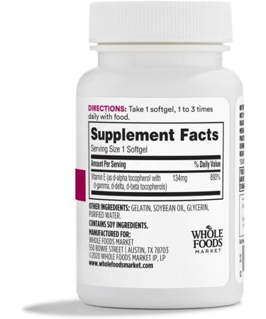 365 by Whole Foods Market Vitamin E 200 IU w/ Mixed Tocopherols - 120 Softgels - Buy Online on GoSupps.com