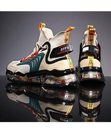 LZDZN Men's High Top Basketball Sneakers - Black/Beige/Grey - Size 9.5 - Buy Online on GoSupps.com