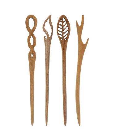 Tianbi hair clips in vintage style wood-hair clips ancient chinese wooden hair needles wooden horn fork pen hairpins chopsticks for Dutt chignon holder 4 pieces
