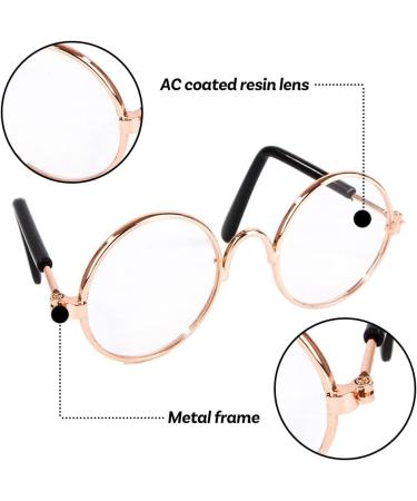Pet Glasses Reflective Cat Retro Circular Pomeranian Sunglasses with Metal Frame for Cats Small Dogs Cosplay Photos Props black - Buy Online on GoSupps.com