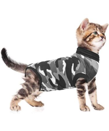 Suitical Recovery Suit for Cats - Black Camouflage XX-Small: Comfortable Post-Surgery Healing - Buy Online on GoSupps.com