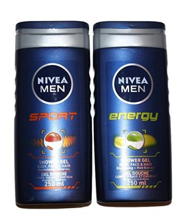 NIVEA Nivea Sport & Energy Shower Gel for Men 250ml (2 x 250ml)