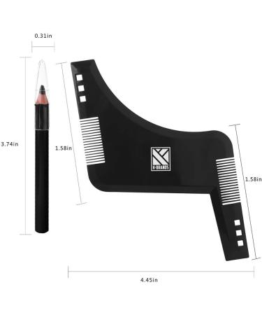 K-Brands Beard Shaper with inbuilt Comb and Barber Pencil Liner - Beard Stencil Lineup Guide - Styling Template Shaping Tool for Men - Black - Buy Online on GoSupps.com