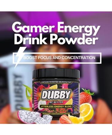 Dubby Gamer Energy Drink Powder - Sugar Free Jitter-Free Nootropic Energy | Dragon Fruit Pink Strawberry Lemonade | 30 Servings - Buy Online on GoSupps.com