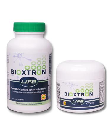 Bioxtron Life AFA Stem Cell Supplement - Joint Support & Muscle Pain - Immune System Support - Support Energy Levels - Stem Cell Production - Blue Green Algae Spirulina - 90 Caps + Cream 2 oz