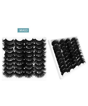 AMSDCN 18pair Fluffy Mink Hair False Eyelashes 20mm-25mm - Dramatic Long 3D Lashes for Natural Makeup Look (MA03) - Buy Online on GoSupps.com
