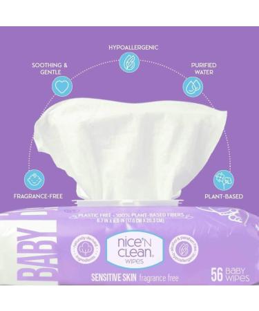 Nice 'n CLEAN Unscented Baby Wipes 56ct (6-Pack) | Sensitive Skin, Hypoallergenic, Plant-Based Wet Wipes 56 Count - Buy Online on GoSupps.com