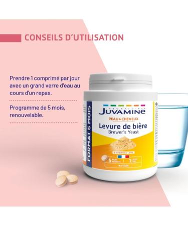 JUVAMINE - Brewer's yeast - Skin beauty hair and nails - Vitality - Vitamins B1 B2 B3 B5 B6 B8 B9 and B12 + Zinc - 5 month program - Made in France - Buy Online on GoSupps.com