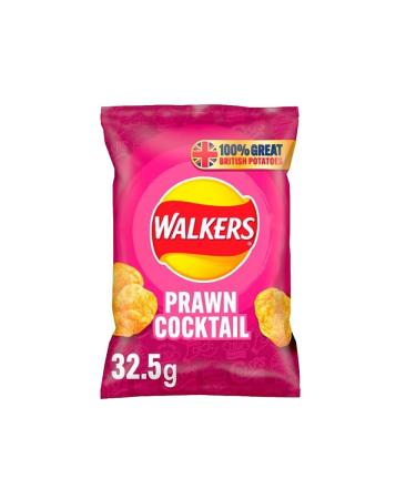 Chips Crisps Bags Collections - Deliciously light & Crispy Chips Bags (Walkers Crisps Prawn Cocktail 32.5g 2 Packs)