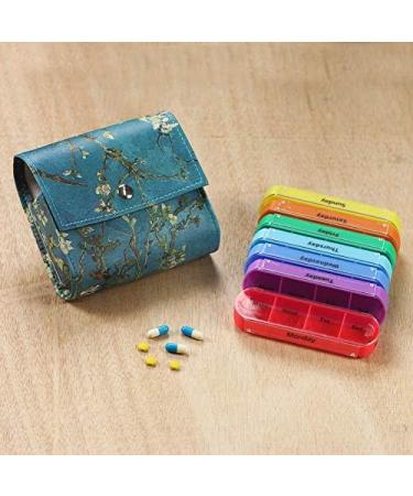 Buy LIZIMANDU Weekly Travel Pill Organizer | Daily AM PM Medication Reminder | 7 Compartments for 4 Times a Day | Includes Stylish Leather Carrying Case - Peach Blossom - Buy Online on GoSupps.com