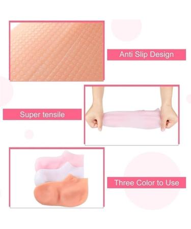 Tofern 2-Pairs Silicone Pedicure Socks for Women - Foot Spa Moisturizing Socks for Soft, Smooth Feet - Nude Color - Buy Online on GoSupps.com